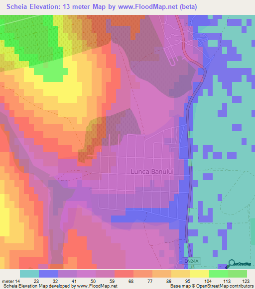 Scheia,Romania Elevation Map
