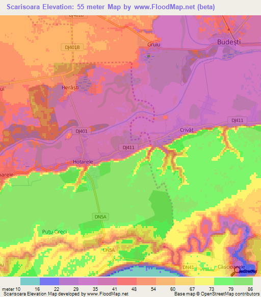 Scarisoara,Romania Elevation Map