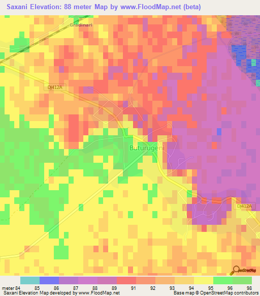 Saxani,Romania Elevation Map