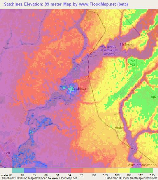 Satchinez,Romania Elevation Map