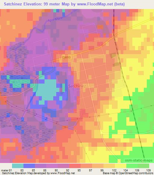 Satchinez,Romania Elevation Map