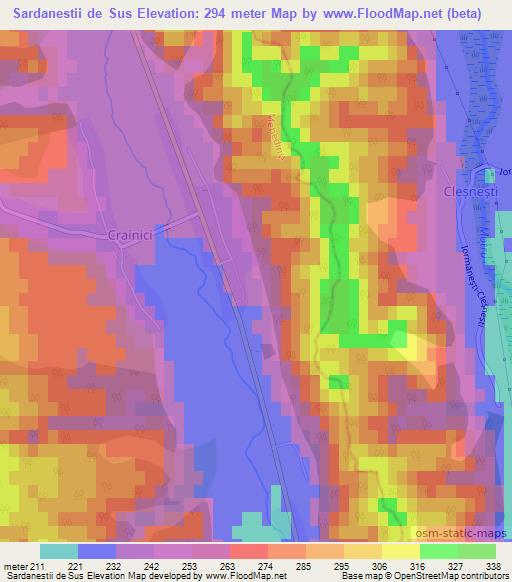 Sardanestii de Sus,Romania Elevation Map