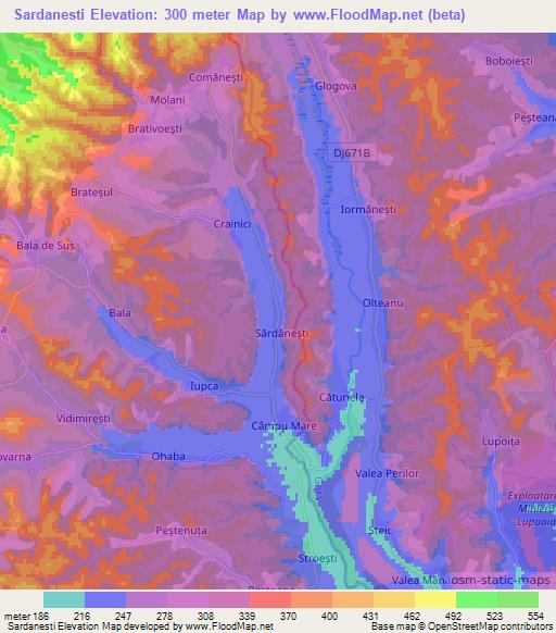 Sardanesti,Romania Elevation Map