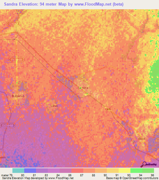 Sandra,Romania Elevation Map