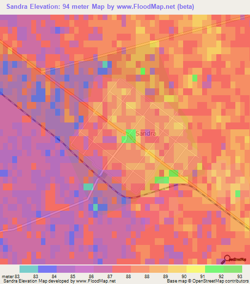 Sandra,Romania Elevation Map