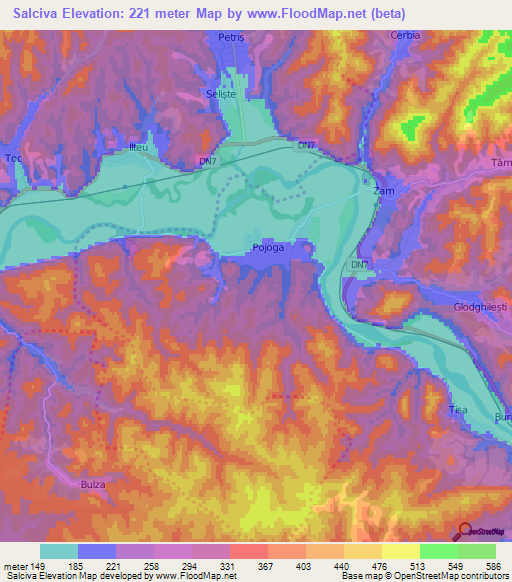 Salciva,Romania Elevation Map