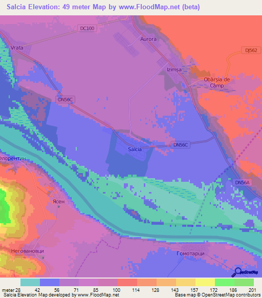 Salcia,Romania Elevation Map