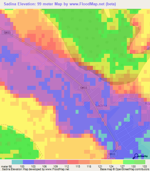 Sadina,Romania Elevation Map