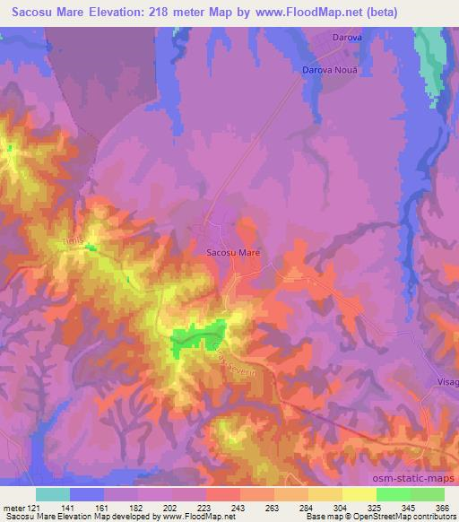 Sacosu Mare,Romania Elevation Map