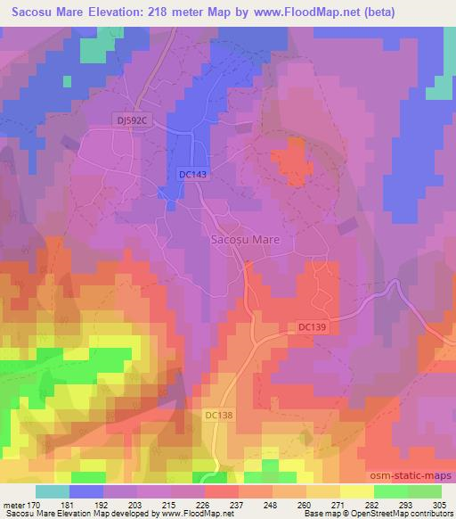 Sacosu Mare,Romania Elevation Map