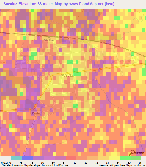 Sacalaz,Romania Elevation Map