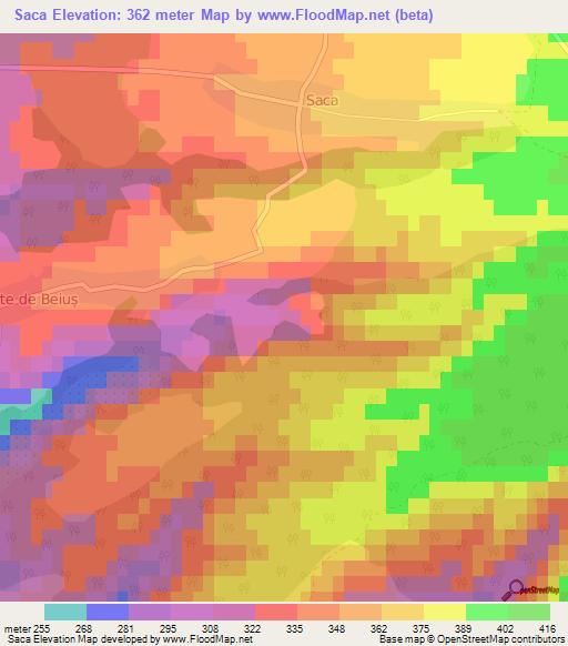 Saca,Romania Elevation Map