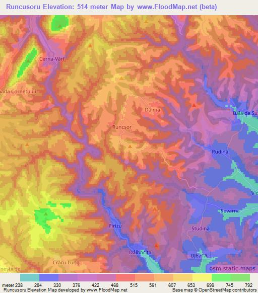 Runcusoru,Romania Elevation Map