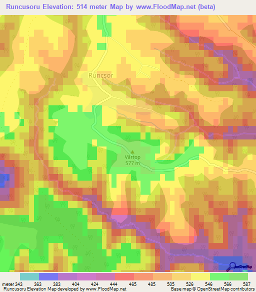 Runcusoru,Romania Elevation Map