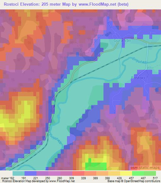 Rostoci,Romania Elevation Map