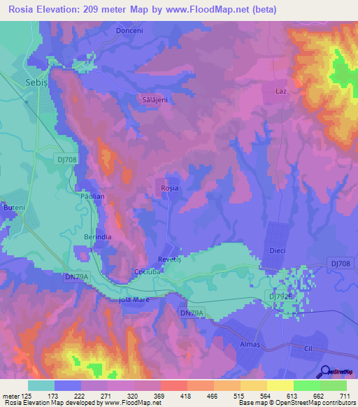 Rosia,Romania Elevation Map