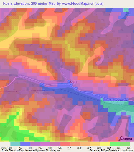 Rosia,Romania Elevation Map