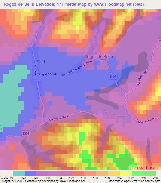 Rogoz de Beliu,Romania Elevation Map