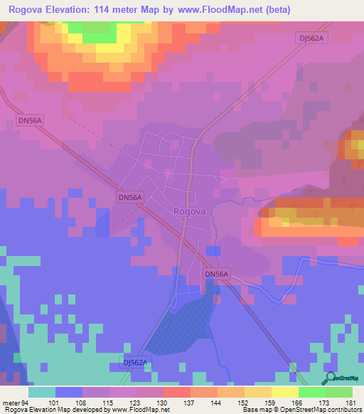 Rogova,Romania Elevation Map