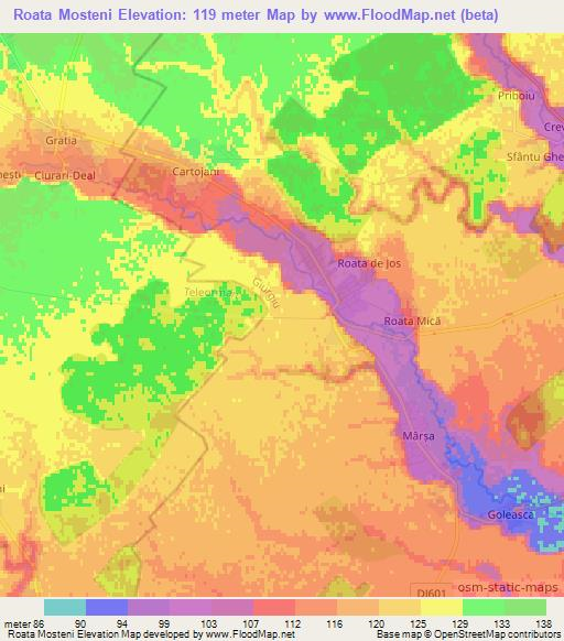 Roata Mosteni,Romania Elevation Map