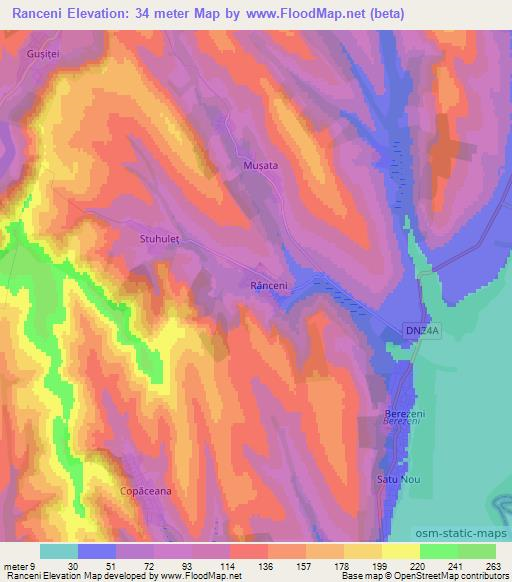 Ranceni,Romania Elevation Map