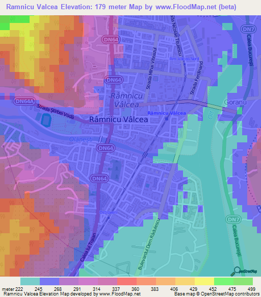 Ramnicu Valcea,Romania Elevation Map