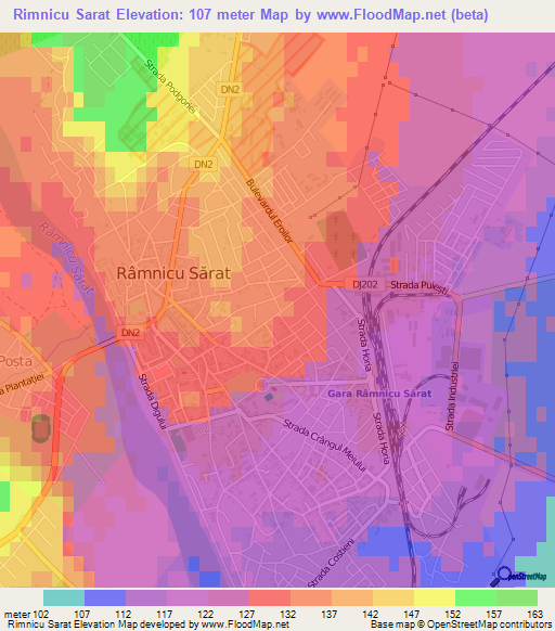 Rimnicu Sarat,Romania Elevation Map