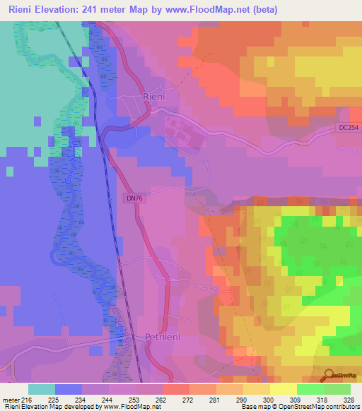 Rieni,Romania Elevation Map