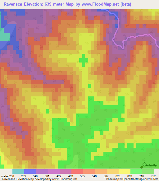 Ravensca,Romania Elevation Map