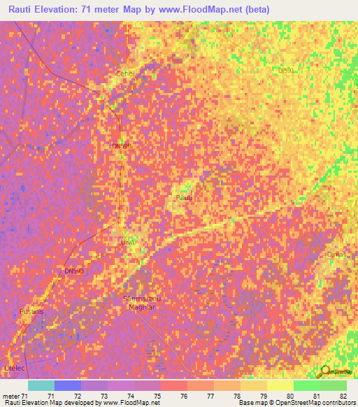 Rauti,Romania Elevation Map