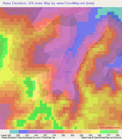 Ratez,Romania Elevation Map