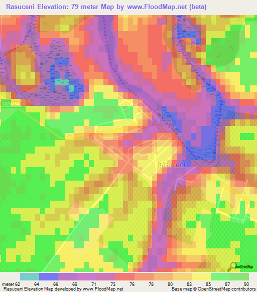 Rasuceni,Romania Elevation Map