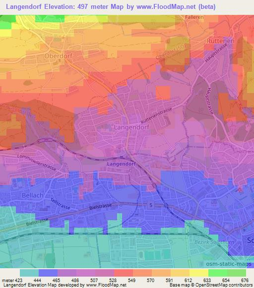 Langendorf,Switzerland Elevation Map