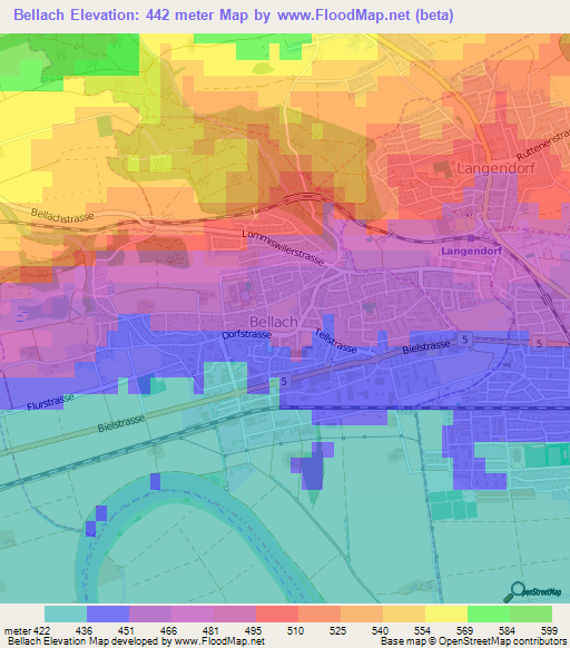 Bellach,Switzerland Elevation Map