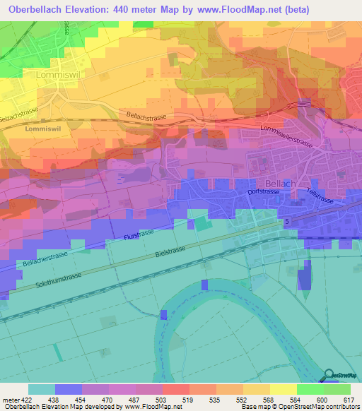 Oberbellach,Switzerland Elevation Map