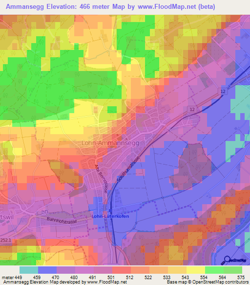 Ammansegg,Switzerland Elevation Map