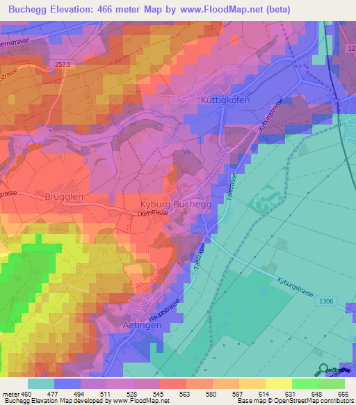 Buchegg,Switzerland Elevation Map