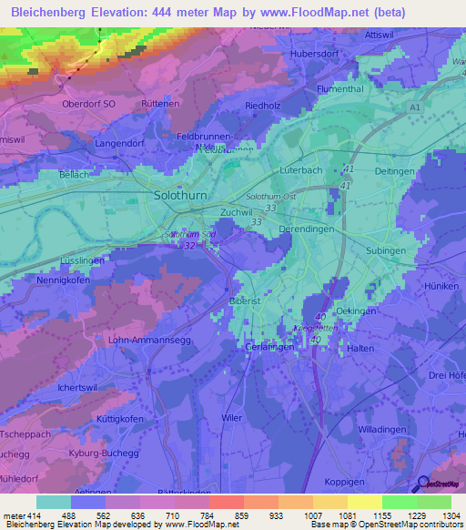 Bleichenberg,Switzerland Elevation Map