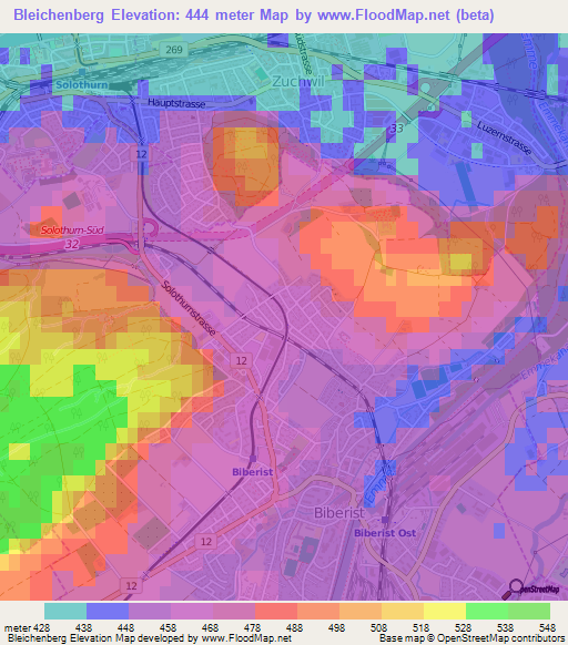 Bleichenberg,Switzerland Elevation Map