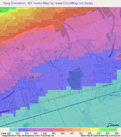 Haag,Switzerland Elevation Map