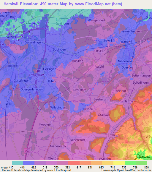 Hersiwil,Switzerland Elevation Map