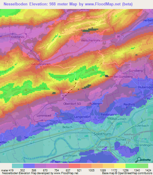 Nesselboden,Switzerland Elevation Map