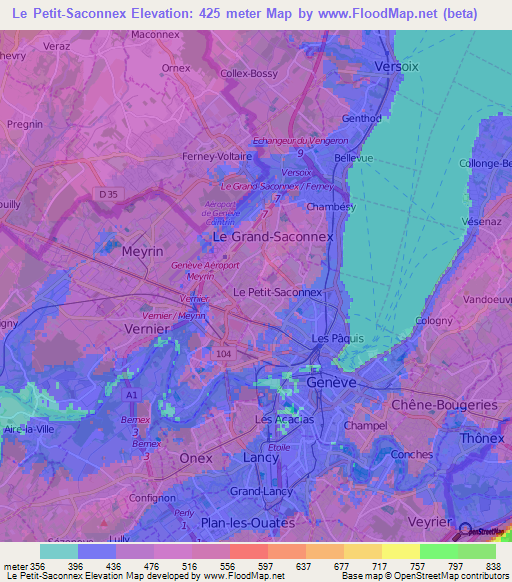 Le Petit-Saconnex,Switzerland Elevation Map