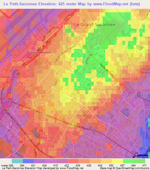 Le Petit-Saconnex,Switzerland Elevation Map