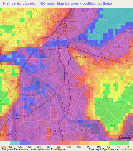 Plainpalais,Switzerland Elevation Map