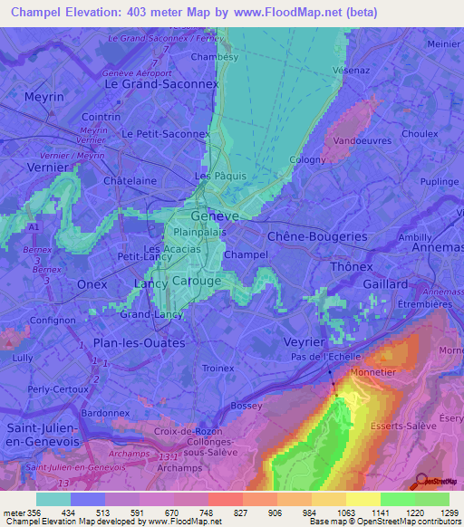 Champel,Switzerland Elevation Map