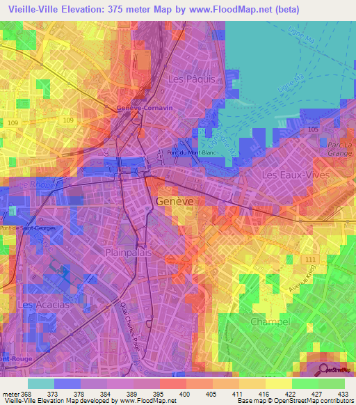 Vieille-Ville,Switzerland Elevation Map