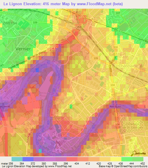 Le Lignon,Switzerland Elevation Map