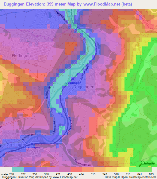 Duggingen,Switzerland Elevation Map