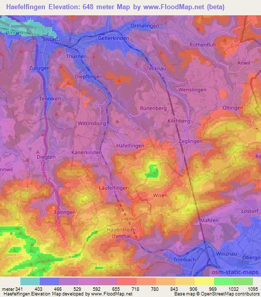 Haefelfingen,Switzerland Elevation Map